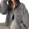 Women's Spring French Retro Corduroy Shirt Jacket with Lapel, Long Sleeves, Single-Breasted, All-Match Korean Chic Style