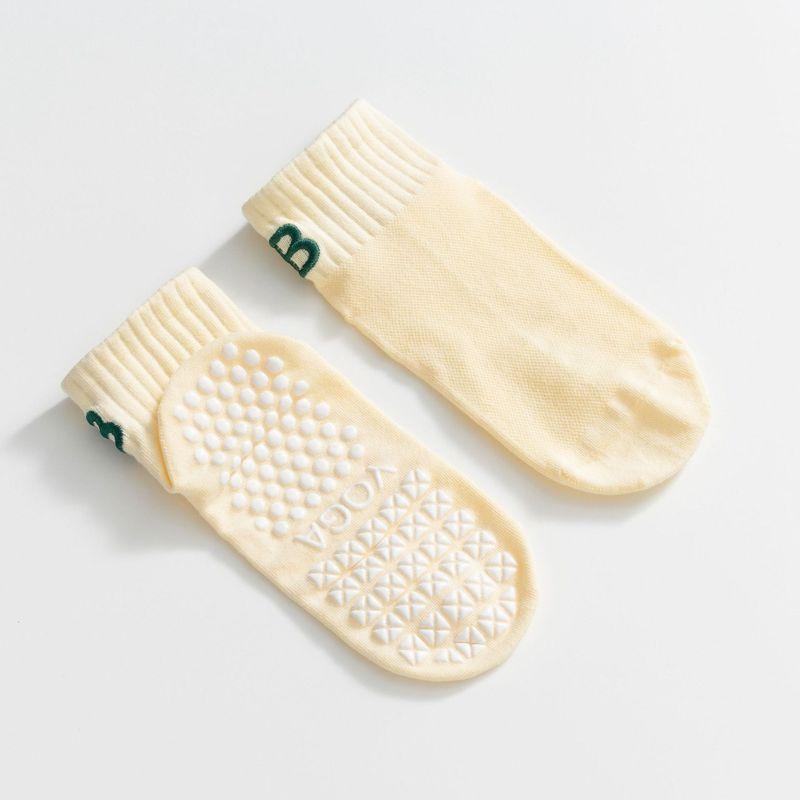 

Embroider Letter Yoga Socks Non Slip Professional Women s Indoor Fitness Socks Room Socks Adult Pilates Socks Light yellow