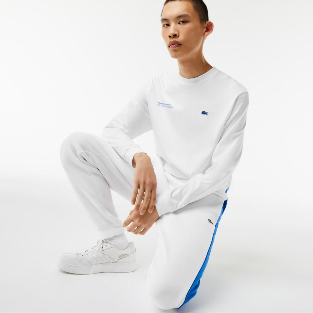 

LACOSTE Мужская футболка с длинным рукавом с рисунком, белая