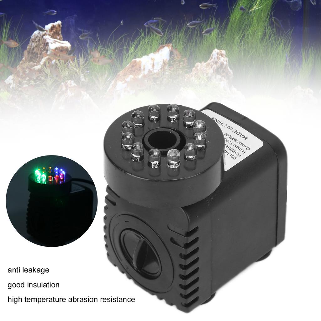Submersible Fountain Pump With LED Light   Light for Water Feature Aquarium Fish   Home Decoration Fountain