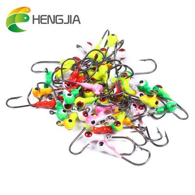 1g/2cm 100vnt/stal. Spalvinga Jig Head Hengjia kieto švino žvejybos masalas su vienu kabliuku