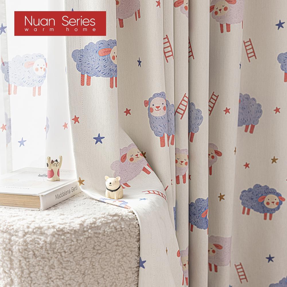 1PC Nuan Series 90% Blackout Curtains Cute Lamb Print Children's Curtains Thick Curtains for Bedroom Living Room Window for Home Decor