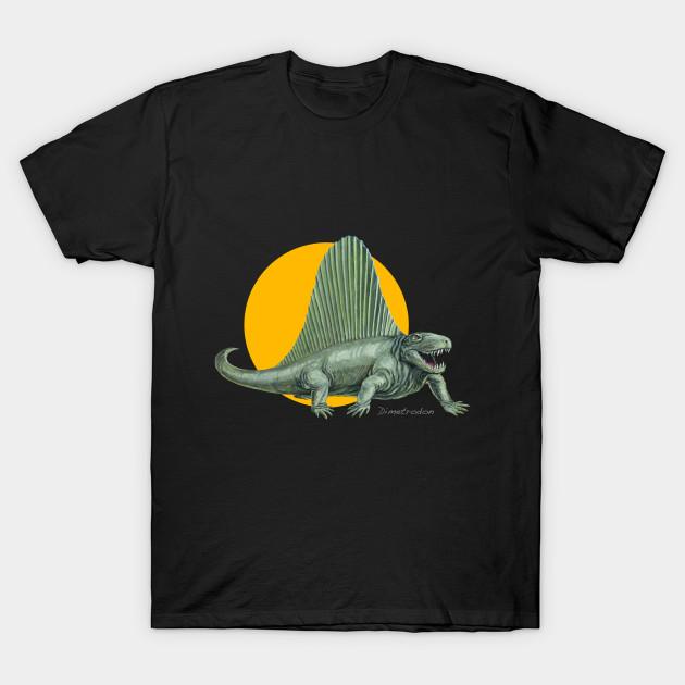 Men Black Print T-shirt Dimetrodon Cut Out (With Orange Disc) No-Cut Transfer Paper Print Cotton Tshirt 3XL чёрный