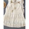 Palace Style Mesh Crochet V Neck Tassel Dress
