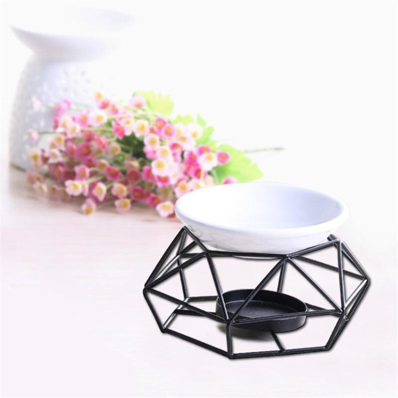 Stojan na svíčku Keramická olejová lampa Nerezová základna Aroma hořák Domácí dekorace Ornament Meditační dárek