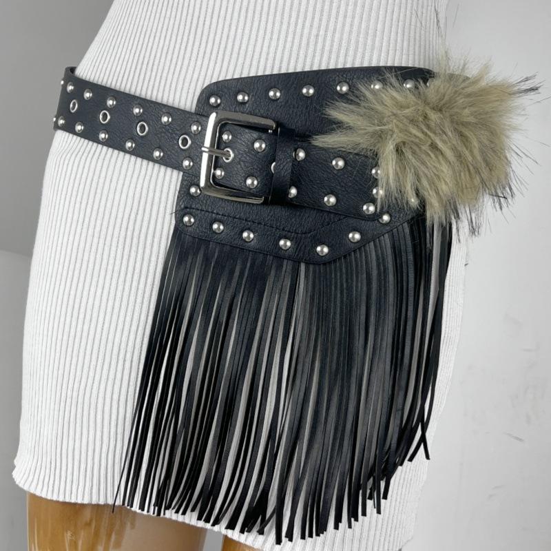 The Fluffy Tassel Belt with A Wide Waistband Is A Unique, Fashionable and Versatile European and American Autumn and Winter Fashion