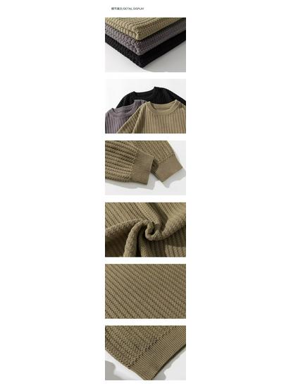 Spring & Autumn Retro Men's Solid Color Street Style Pullover Sweater