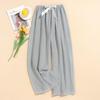 Women's Summer Plaid Wide-Leg Cotton Pajama Pants - Yarn-Dyed, Plus Size, Suitable for Outdoor Wear