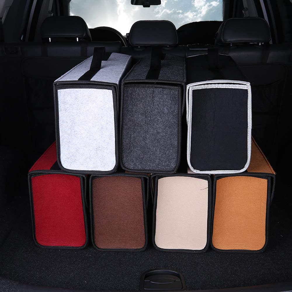 Car Trunk Organizer Bag Trunk Storage Box with Lid Soft Felt Non Slip Trunk Storage Organizers for SUV Auto Truck Van Grey