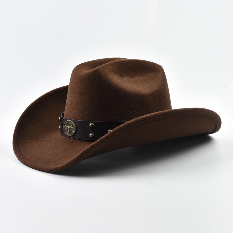 Men Women Vintage Big-edge Western Cowboy Hat  Gentleman Cowgirl Jazz Hat Cloche Church Caps