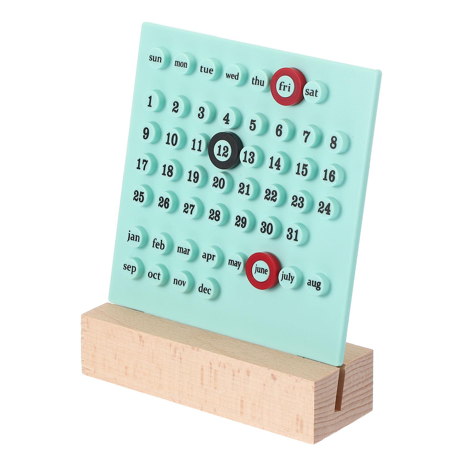 

Wood Desk Perpetual Calendar Acrylic Wooden Base Handmade DIY Calendar Stand Wooden Month Week Date Display Office Decoration світло-зелений колір
