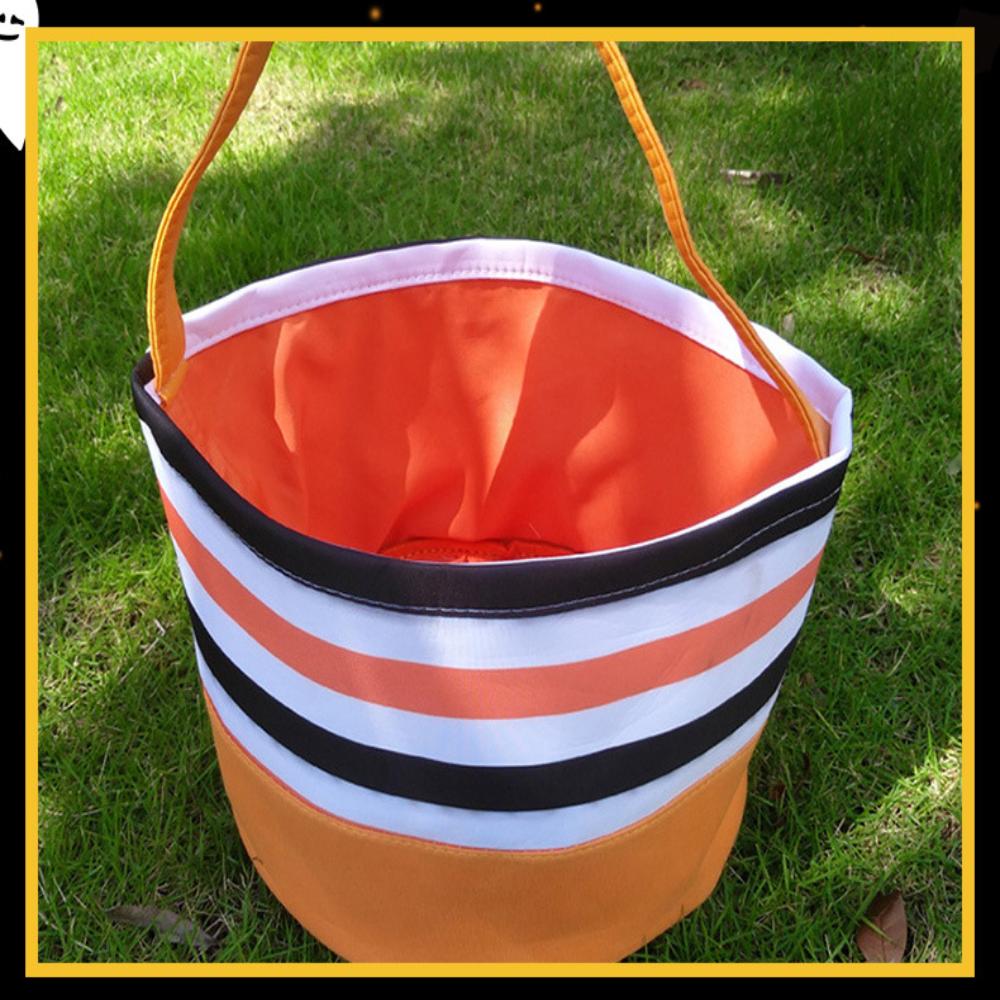 Halloween Portable Canvas Candy Bag Halloween Decoration Basket Kids Tote Bag Pumpkin Basket Halloween Decoration