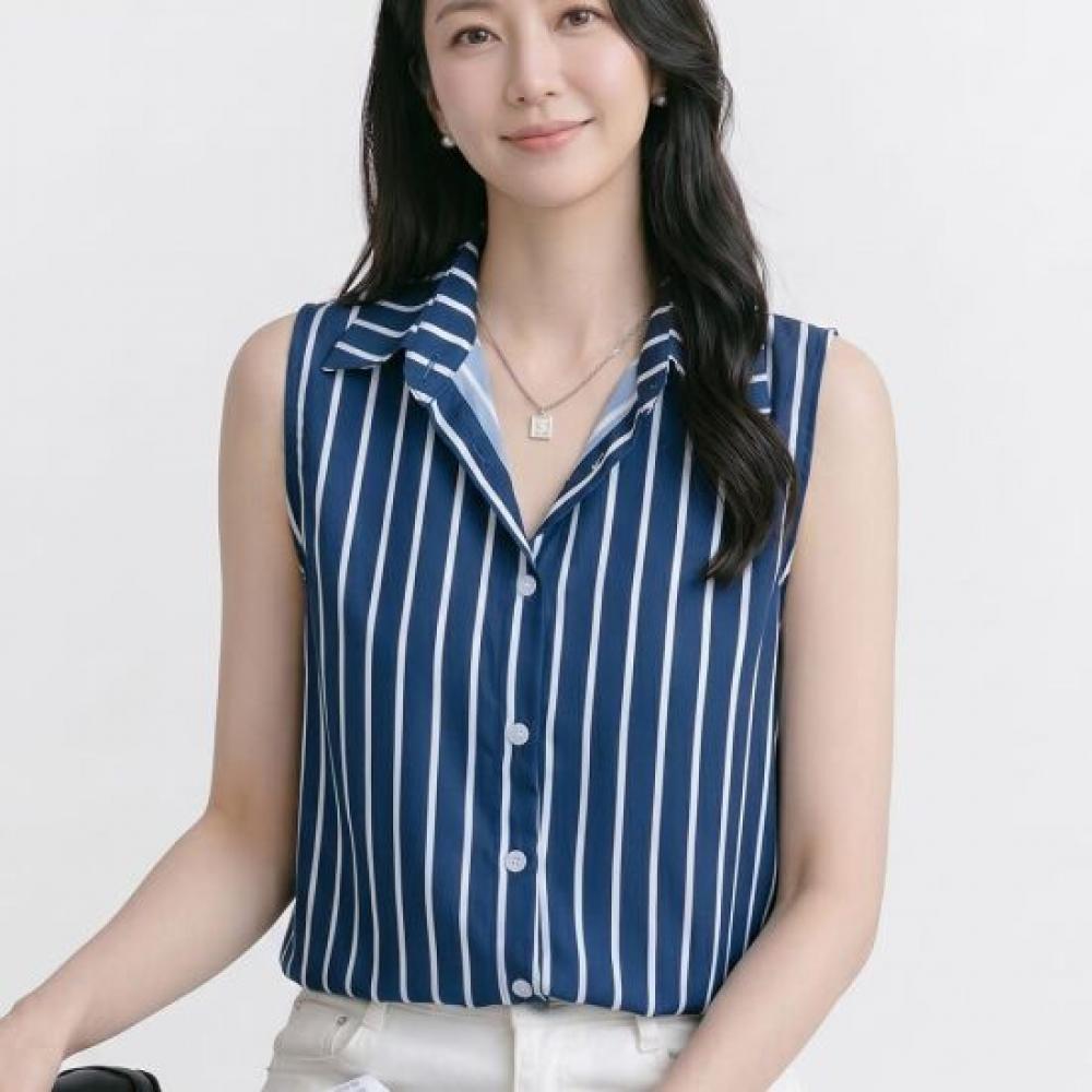 Navava Women Stripe Sleeveless Blouse Nb3166