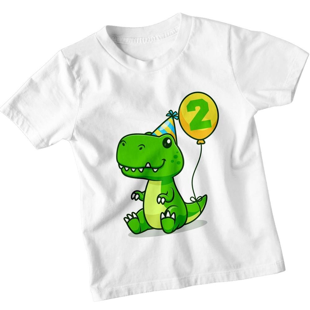 

Personalised Dinosaur 2nd Birthday T-Shirt Custom Boys Girls Tee 3XL