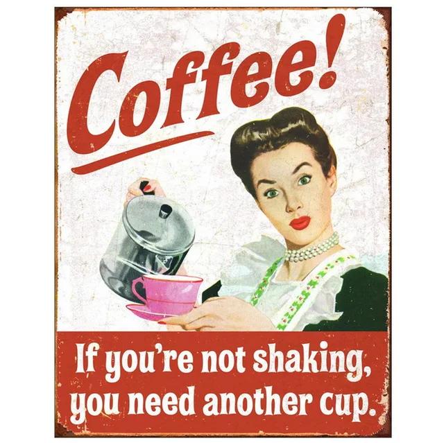 Vintage Drink Coffee Metal Tin Sign  Wall Decoration Plaque for Man Cave Home Cafe Garden Club Bar  Retro Iron Art Poster