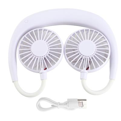 Portable Mini Neckband Fan Double Desktop USB Rechargeable 3‑Speed Lazy Neck Hanging Style