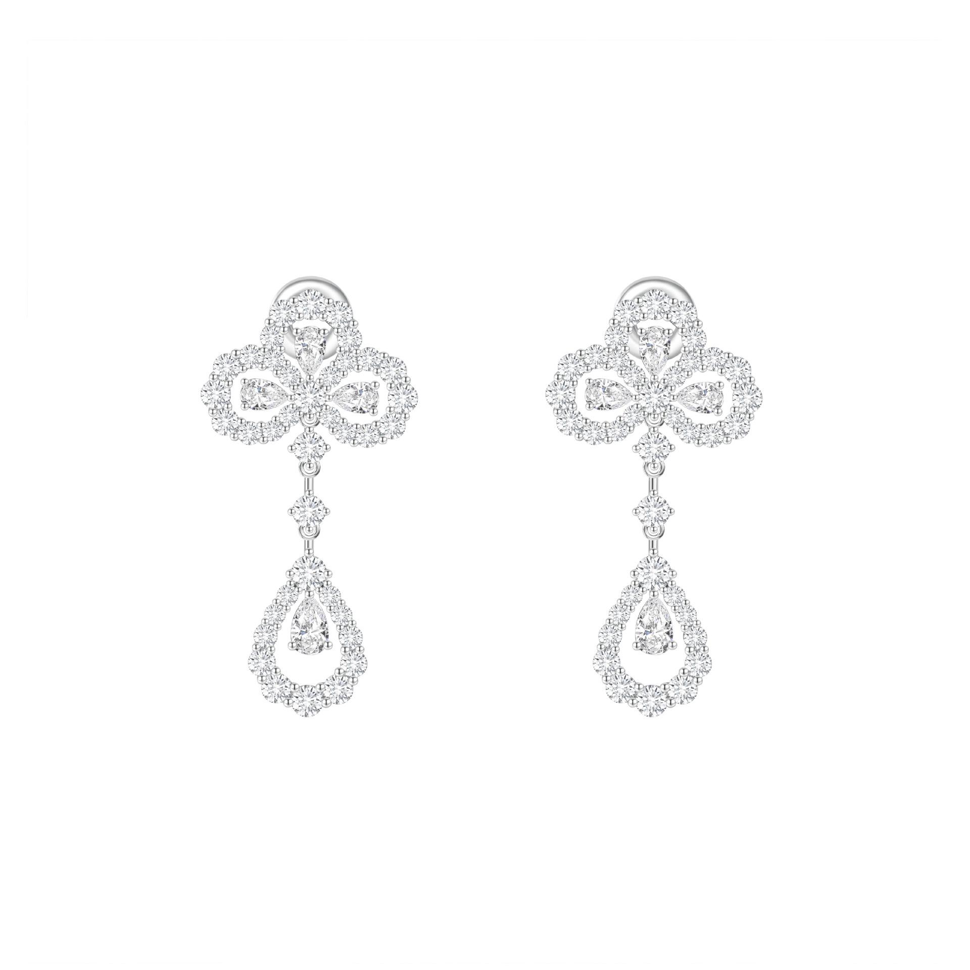 Arched Floral Teardrop Diamond Ear Cuffs: Women s 925 Sterling Silver Four-Leaf Clover Earrings. 925 Silver белый