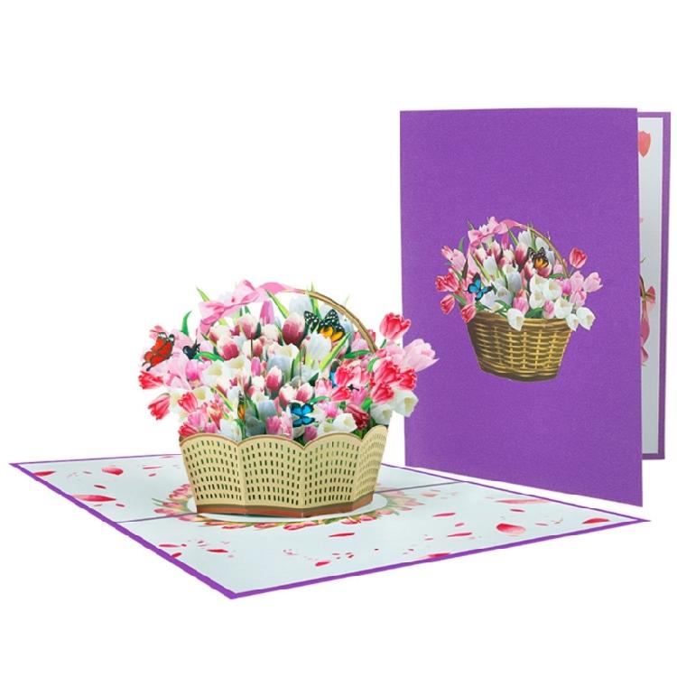 3D Greeting Card with Color Butterfly/Flower Busket Theme Optional for Birthdays, Anniversaries, and Holidays