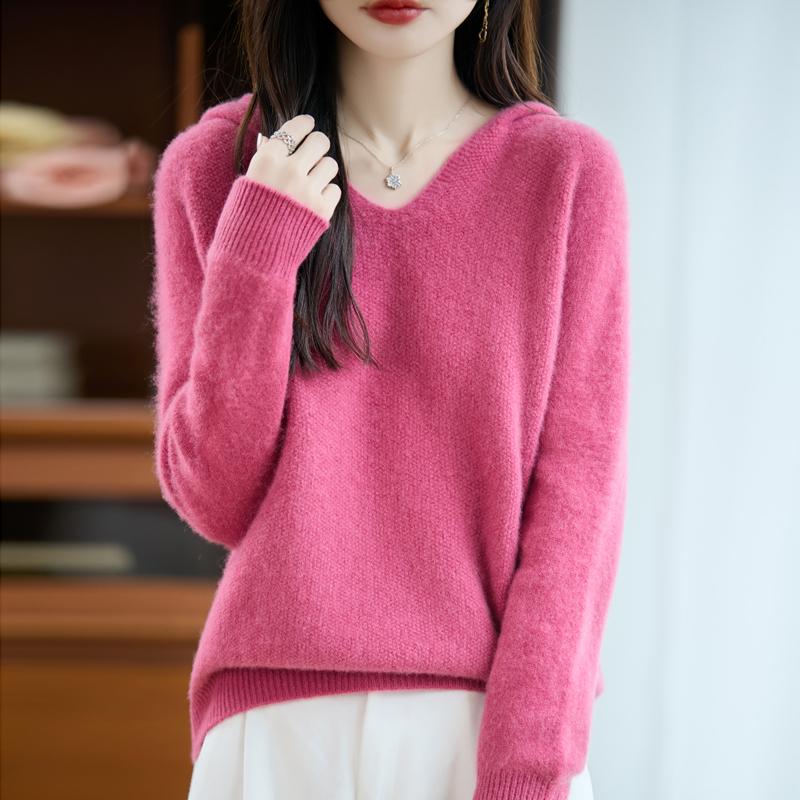 Women's cashmere sweater Qinghe cashmere 30% cashmere 70% wool autumn and winter pullover warm and fashionable
