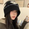 New Jacquard Knitted Bucket Hat Women's Autumn and Winter Versatile Bucket Hat Retro Face Small Wool Hat