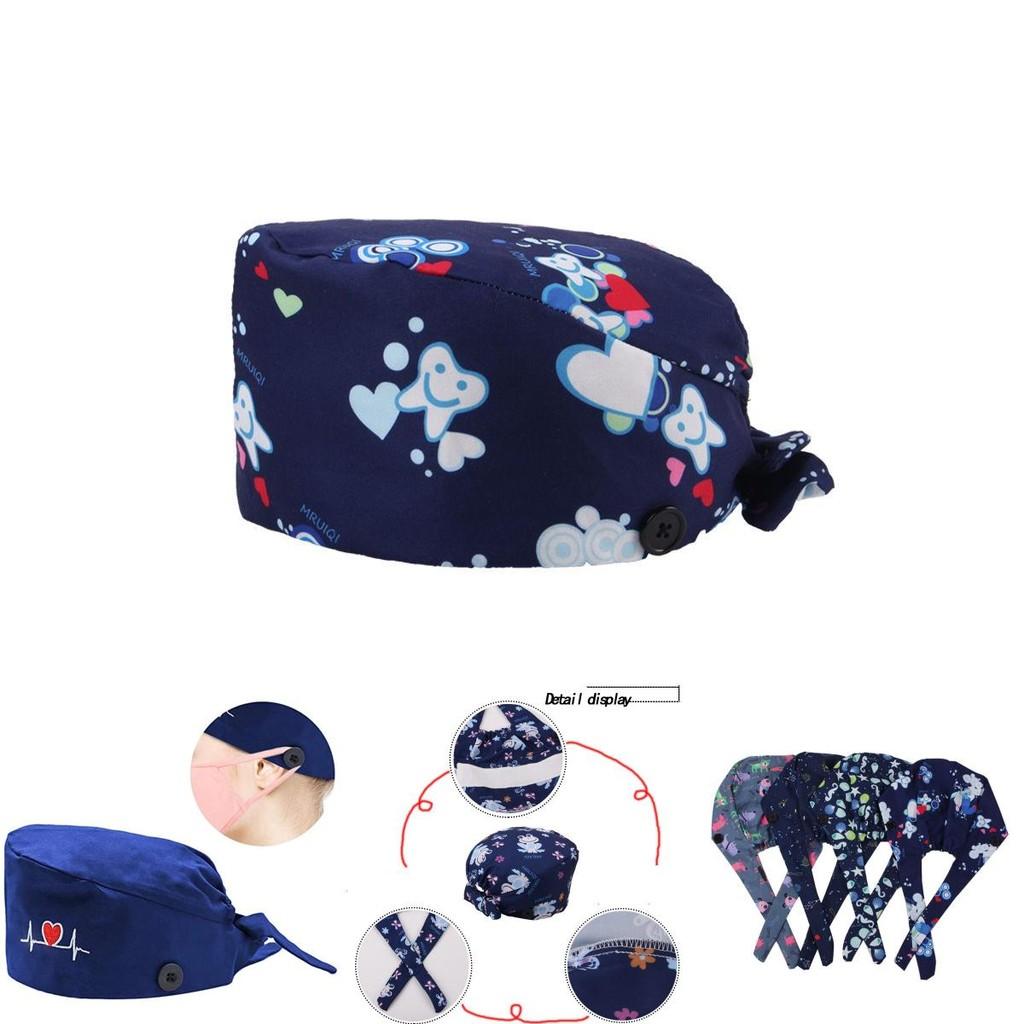 Comodo cappellino chirurgico in cotone con fascia assorbi-sudore e vestibilità regolabile
