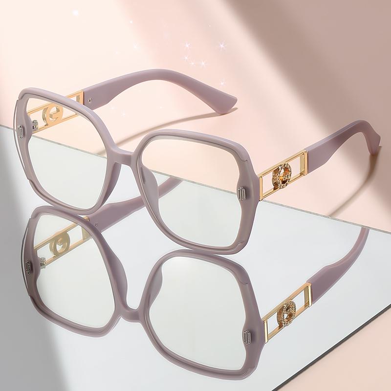 Minimalist Style Large-Frame Flat Glasses With Metal Links And Hollowed-Out Decorations High-End And Simple Glasses
