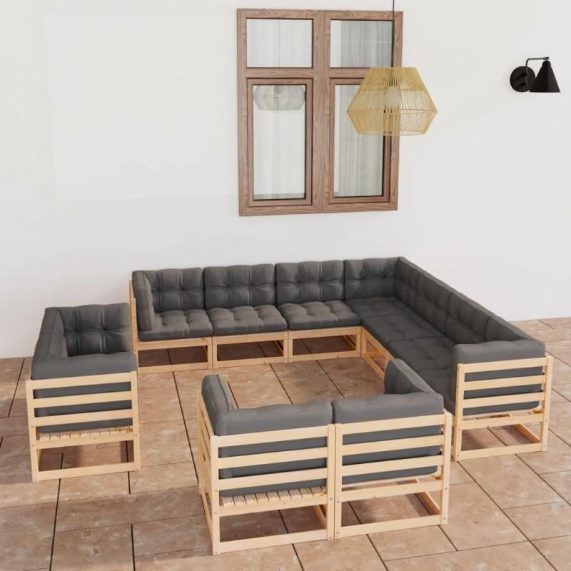 Day and Night - Day and Night Garden Furniture Set 11 Pieces and Cushions Solid Pine Wood