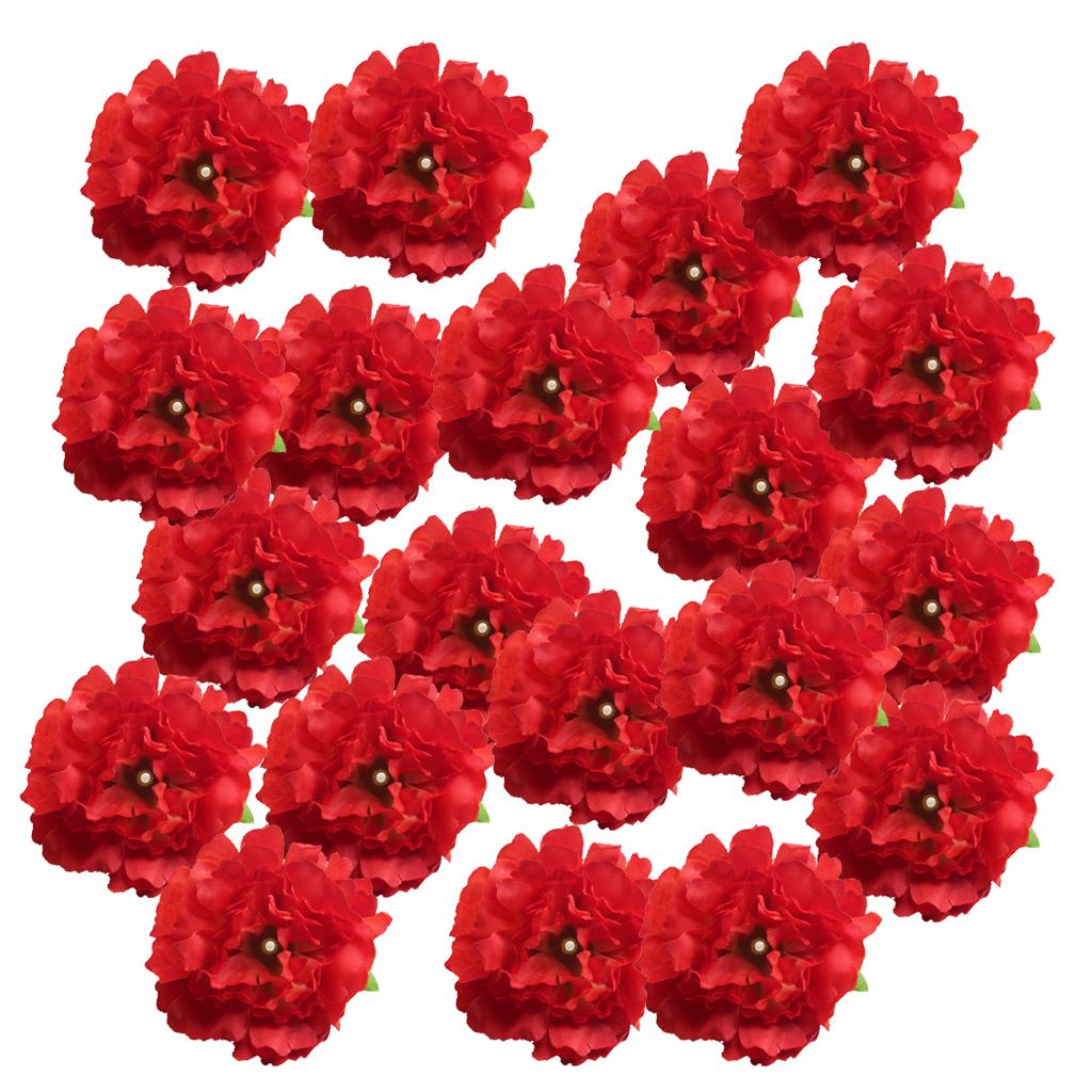 20 Piece Silk Artificial Flowers Rose Heads Fabric Roses Decorative Flower Wedding Party