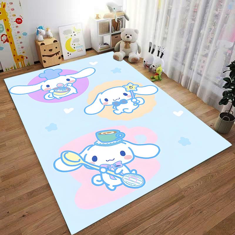 Cute Rabbit Characters on Dreamy Carpet Suitable for use as an anti-slip game mat for living room and bedroom sofas