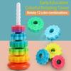Spinning Rotating Rainbow Tower Montessori Colored Children's Toys  Birthday Gitfs