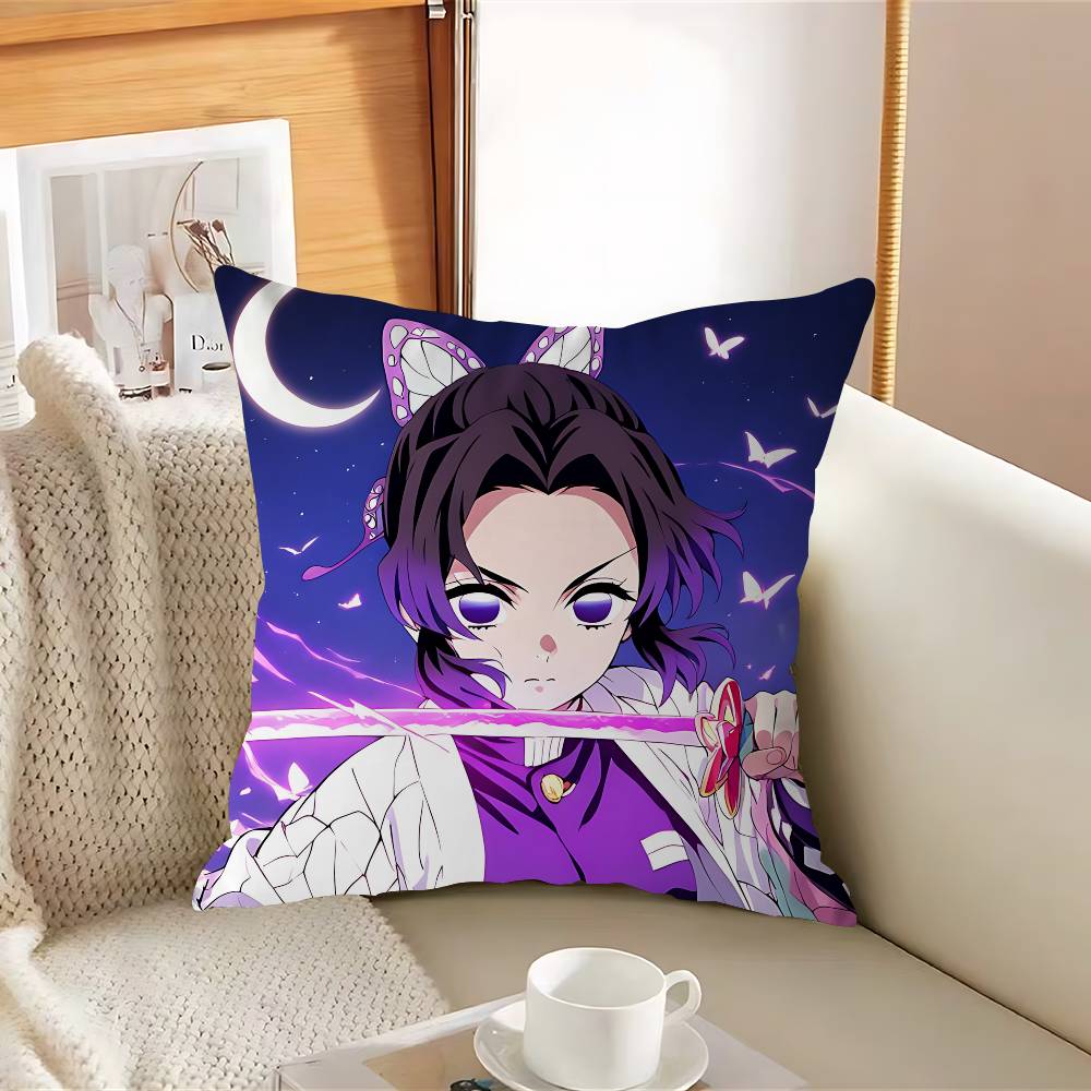 K-Kochou Shinobu Office Cushion Pillowcase Car Cushion Cover45X45CM Lumbar Pillowcase Sofa Pillowcover