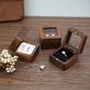 Walnut wood jewelry box - wedding ring box for engagement, diamond ring, valentine's day gift, and storage