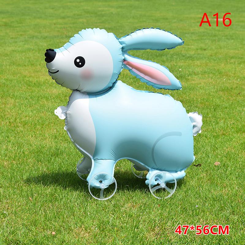 4D Cartoon Elephant Foil Balloon, Stand Walking Balloon with Wheel for Kids Birthday Party Baby Shower Decoration