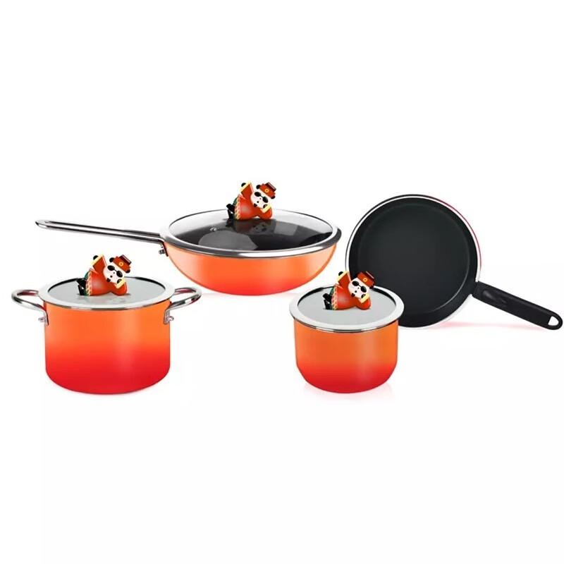 Sohome Enamel 5-Piece Cookware Set with Detachable Handle