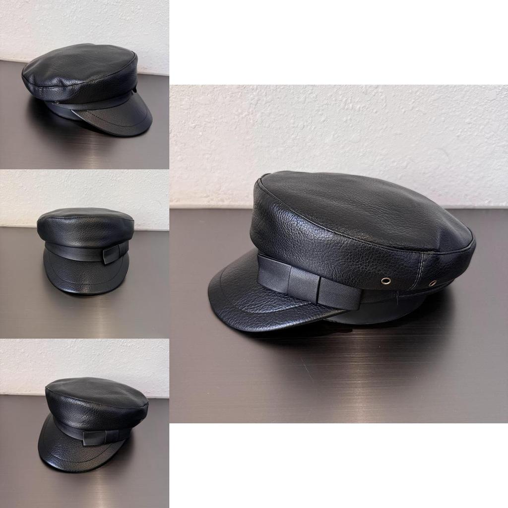 Butterfly Bow Beret Leather Hat With Sun Protection For Casual Women