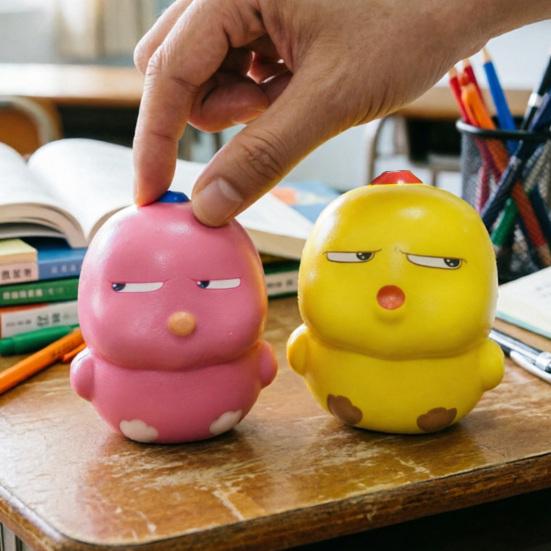 Cartoon Chick Squeeze Toy Slow Rising Stress Relief Chick Pinch Sensory Toy Anti-anxiety Hand Relaxation Stress Ball Women Gift