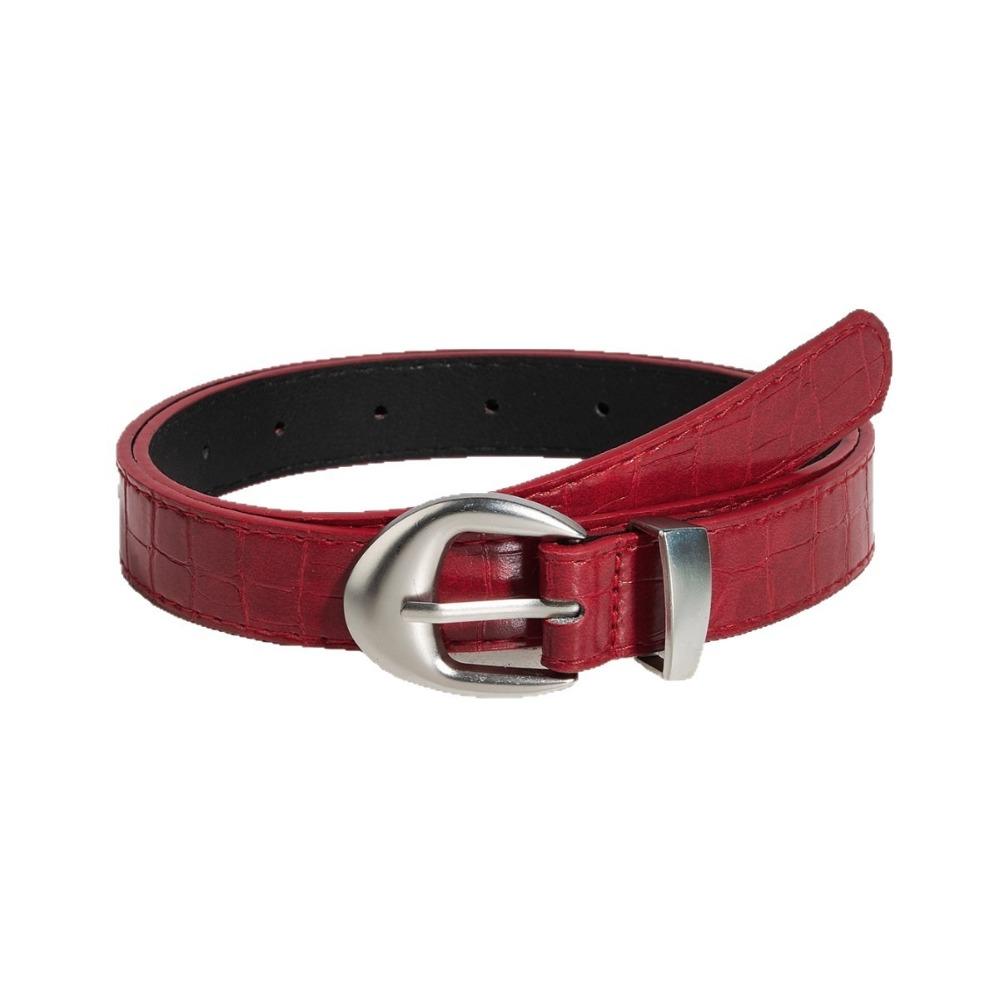 PU Leather Thin Waist Belt Crocodile Pattern Dress Jeans Belt Simple Women's Belt  For Ladies