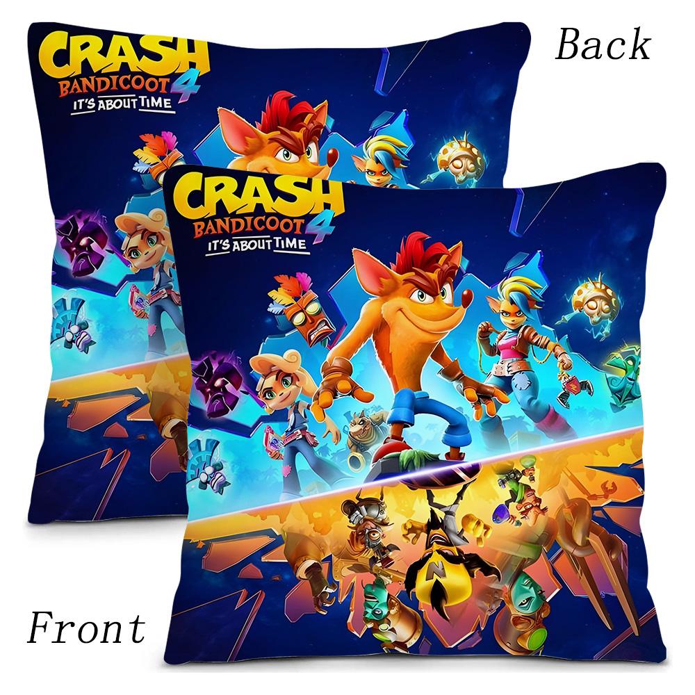 Cartoon Game Crashs Bandicoot Pillow Covers Cartoon Sofa Decorative Home Double-Sided Printing Short Plush Cute Cushion Cover