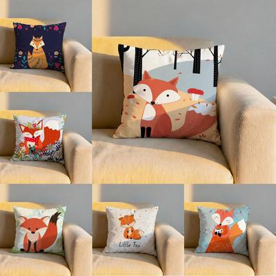 Fox Cute Woodland Cushion Cover Soft Reversible Durable Pillow Cover MultiScene Use for Home Car Daily Comfort