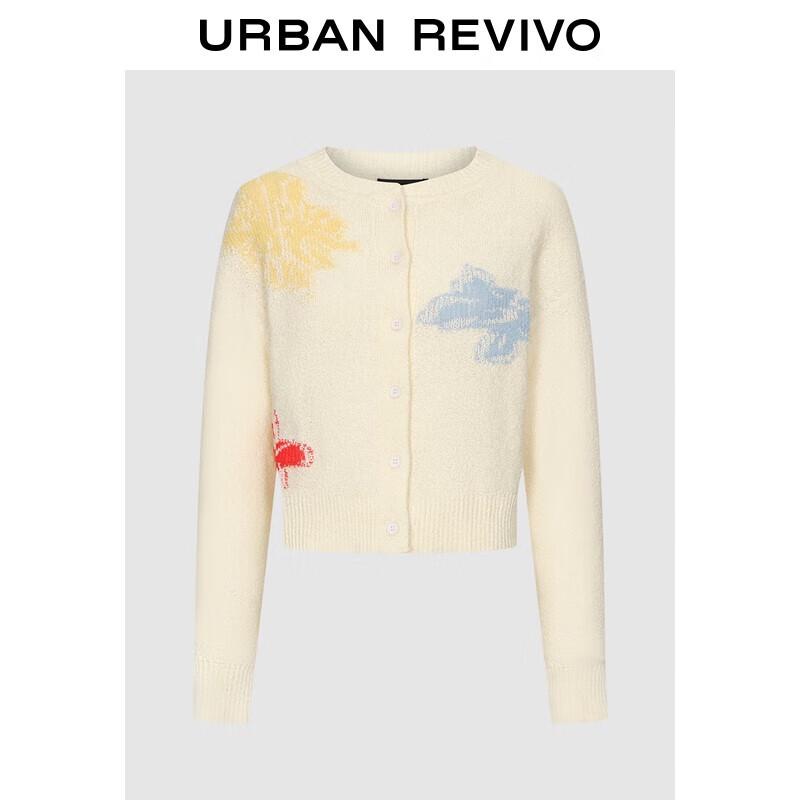 

Женский кардиган UR с жаккардовым узором в стиле колор-блок, круглым вырезом горловины L