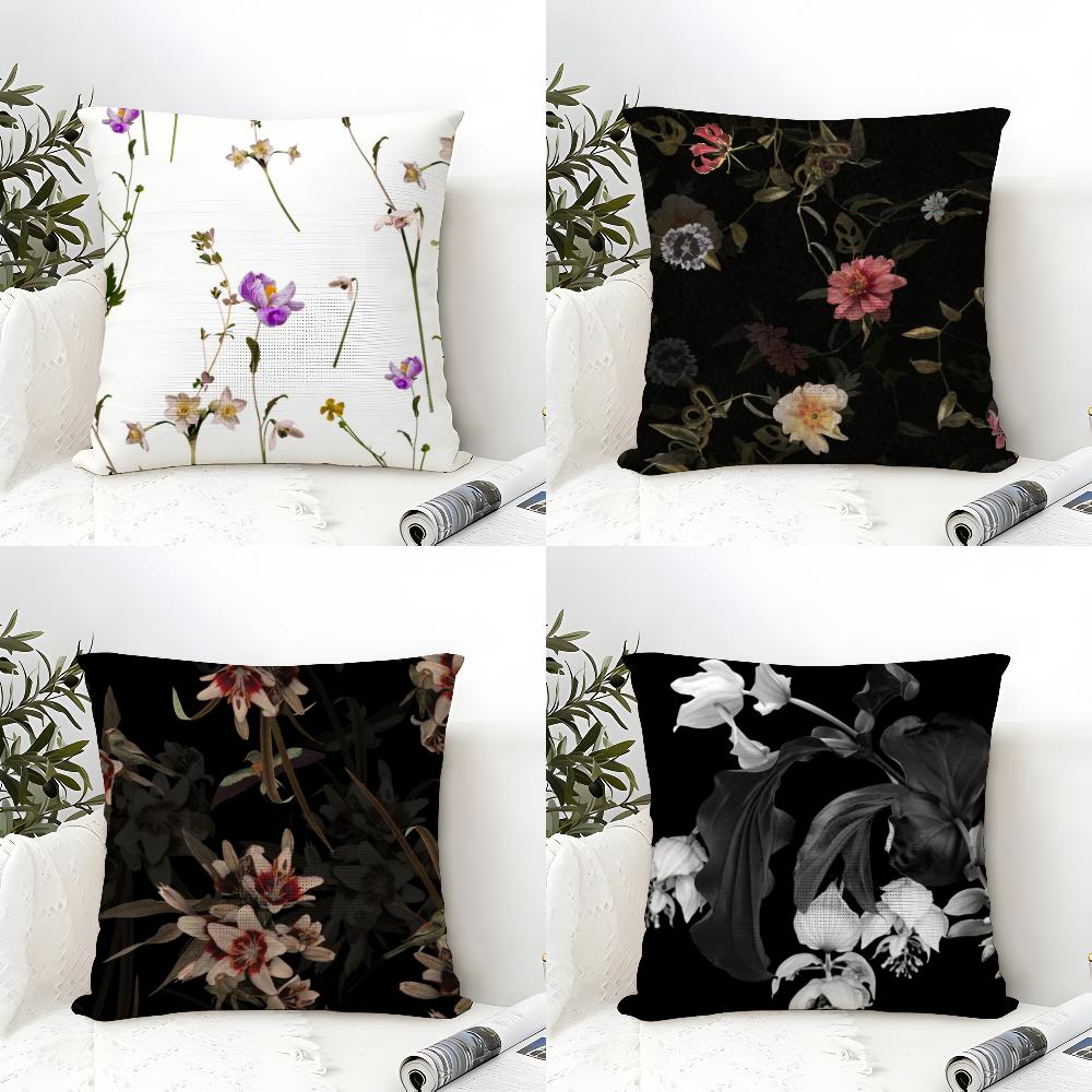 Classic AAllsaints Floral Pillow Case Cotton Linen Fabric Square Zipper Pillowcase Home Decorative Living Room