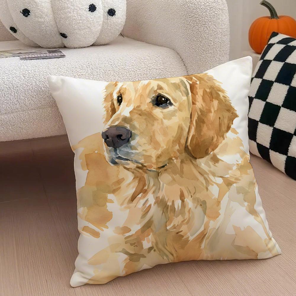 Labrador Retriever Cushion Cover Linen Pillow Case Soft Breathable Protective Couch Room Decoration