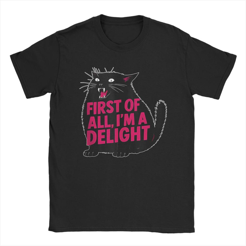Confident Black Cat TShirt for Women Funny Im A Delight Slogan Tee Fierce Animal Graphic Print Short Sleeve Cotton Casual St