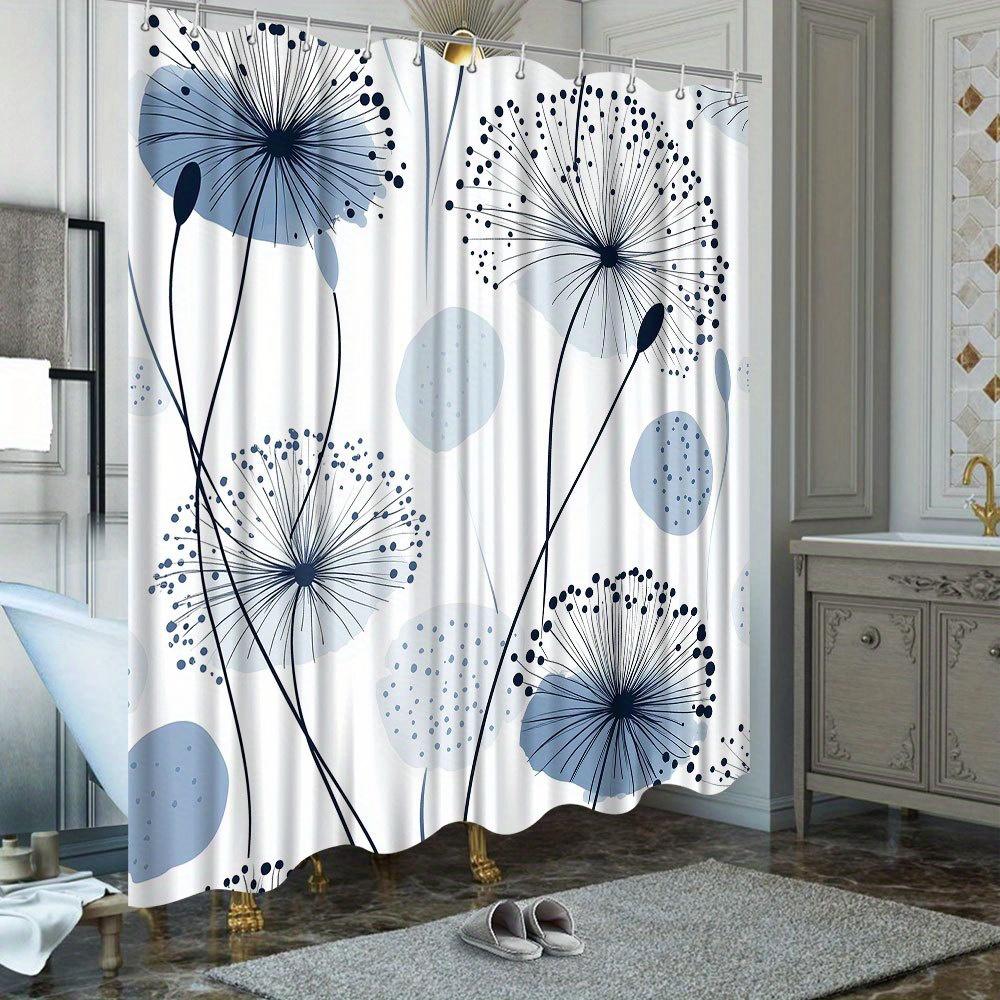 Floral Printed Shower Curtain, Polyester, Woven, Machine Washable, Fade Resistant, 12 Hooks, Spring & All Season, Bathroom Decor