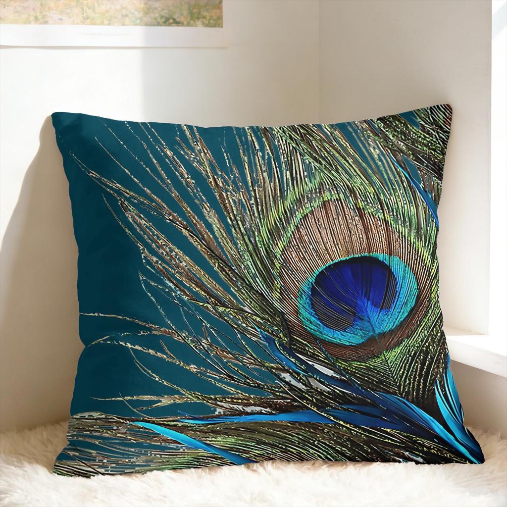 Peacock Feather Printing Pillow Case Fashion Pillow Cover Comfy Pillowcases For Sofa Couch Bed Living Room
