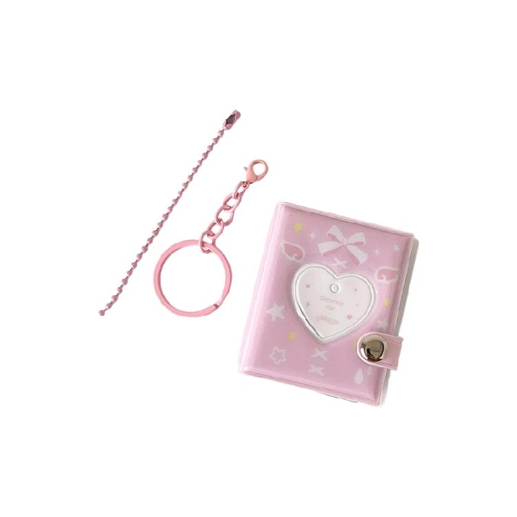 

Compact PVC Student Ids Card Organizer Sweet Bows Design Durability Photo Album Storage Book For School Travel Essential рожевий