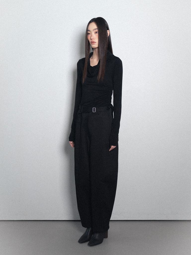 Visus Cotton Belted Pants_Black