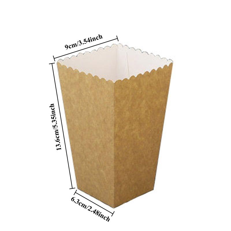 Kraft Paper Candy Box Popcorn Box Party Supplies Solid Color Popcorn Bucket Snack Bucket Suitable for Wedding Children s Birthday Party Dinnerware 50pcs