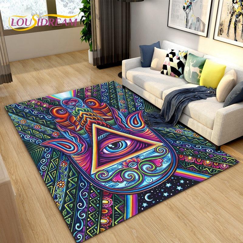 Teppich mit Baum des Lebens, böser Blick, Hamsa-Palme, Mandala-Teppich, Teppich für Wohnzimmer-Dekoration, Kinder spielen, Krabbeln, rutschfeste Bodenmatte