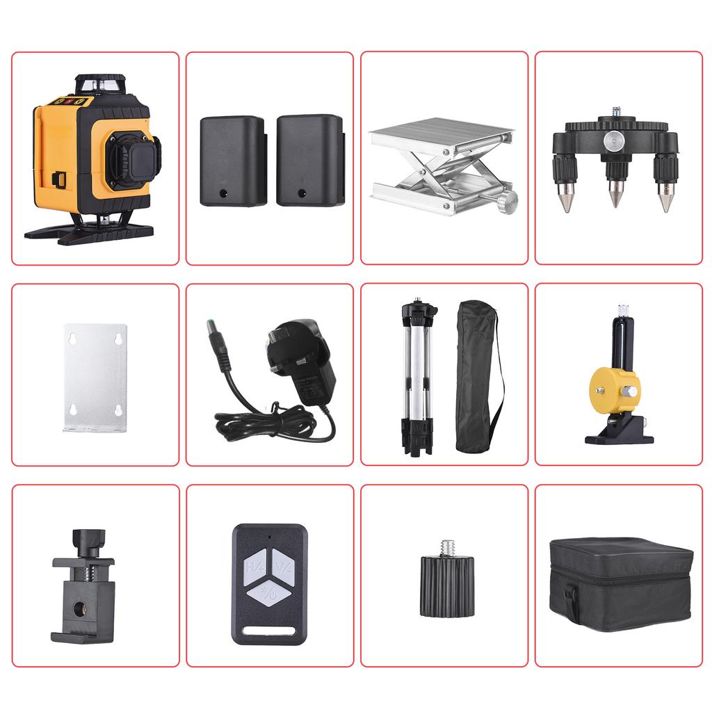 Multifunctional 4D 16 Lines Laser Level 3° Self-leveling Machine Powered By Rechargeable Lithium Battery Leveling Tool 1.2m